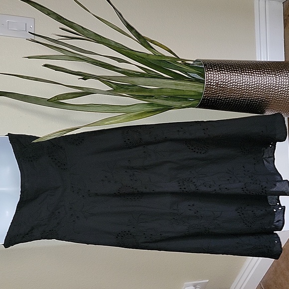 Bandolino Halter Black Flower Pattern Eyelet 100% cotton Dress size 12 - Picture 3 of 10